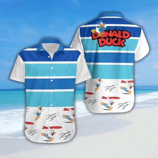 Discover Disney Donald Aloha Button Shirt, Men and Women Hawaiian T-Shirt, Donald Duck Summer Top