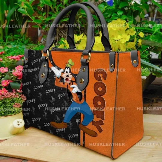 Goofy Disney Cartoon Women Leather Handbag, Goofy Lover's Handbag, Goofy Women