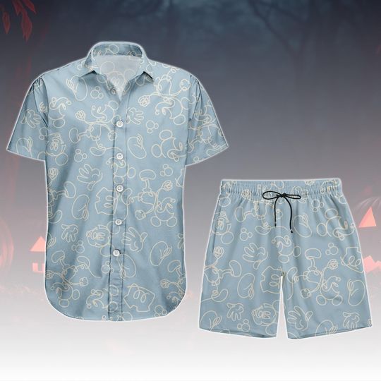 Discover Disney Mickey Button Shirt and Shorts for Women, Cute Mickey Mouse Cartoon Vacation Outfit
