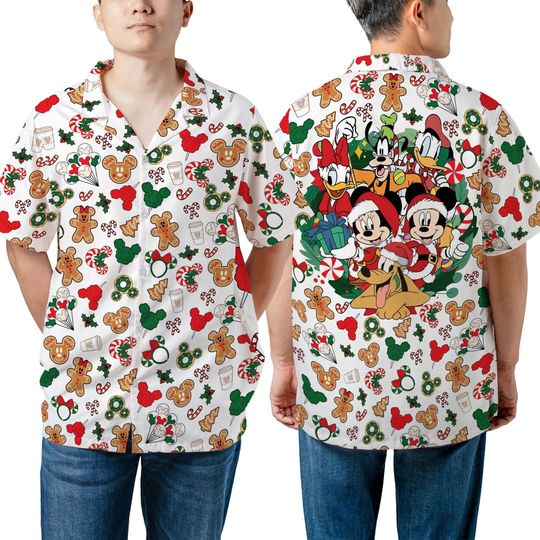 Discover Unisex Mickey Mouse And Friends Christmas Snacks Hawaiian Shirt, Mickey's Very Merry Christmas Party, Disneyland Xmas Holiday Season Shirt