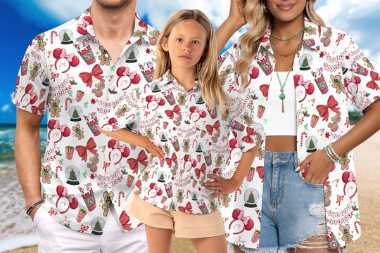 Discover Disney Christmas Mickey Ear Hawaiian Shirt, Disney Christmas Hawaiian Shirt, Disney Xmas Kids Shirt, Disney Holiday Trip Disney Christmas