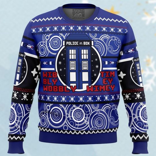 Christmas Through Time And Space Doctor Who Ugly Sweater, Police Box Sweater, Doctor Who Tardis Sweater, Retro Tv Series Fans Gift