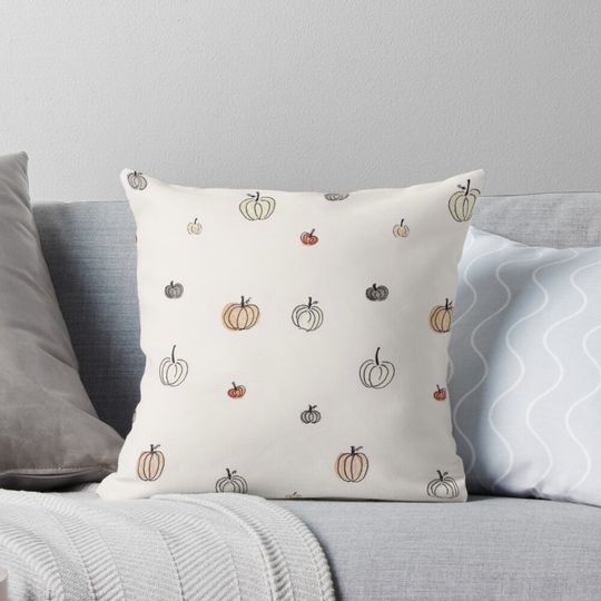 Discover white pumpkin pattern Pillow