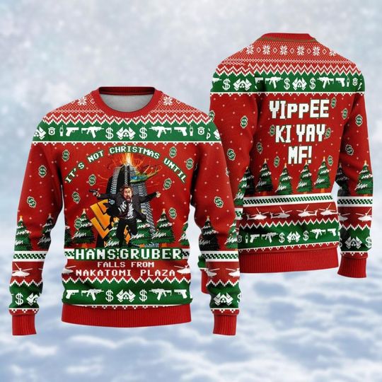 Hans Gruber Ugly Christmas Sweater, Nakatomi Plaza Christmas Sweater, Christmas Party 1988 Sweatshirt, Winter Shirt, Funny Gift