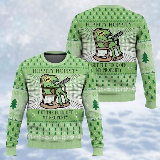 Discover Christmas Hoppity Ugly Sweater, Frog Meme Christmas Sweatshirt, Funny Holiday Sweater, Family Vacation Sweatshirt, Gift For Friends