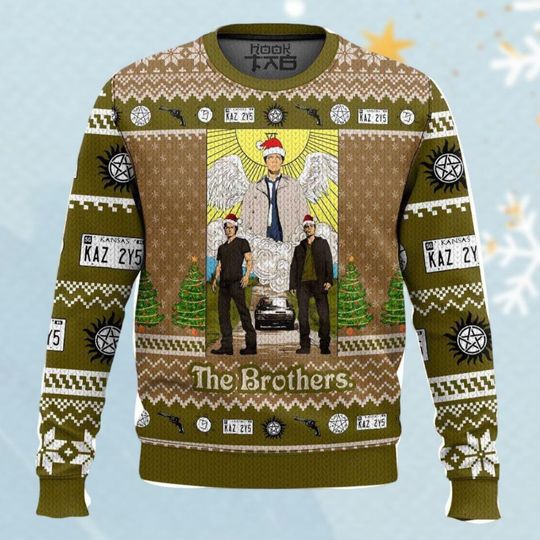 Supernatural Ugly Christmas Sweater, Winchester Brothers Sweater, Dean Winchester Sweater, TV Show Sweater, Supernatural Xmas Sweater