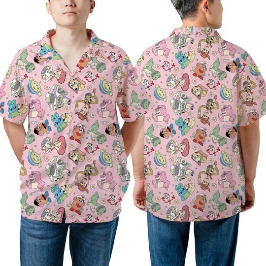 Discover Unisex Toy Story Group Characters Adult Youth Hawaiian Shirt, Woody Buzz Lightyear Jessie Aliens Disney Hawaii, Disneyland Family Trip Shirt