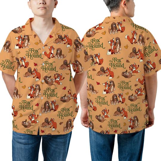 Unisex Disney Copper And Todd Hawaiian Shirt, The Fox And The Hound Best Friends Hawaii Disney Vintage Shirt, Disneyland BFF Matching Outfit