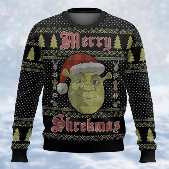 Christmas Shrek Ugly  Sweater, Merry Shrekmas Sweatshirt, Funny Christmas Shirt, Cartoon Kid Adult Sweater, Meme Shirt, Gift For Fan