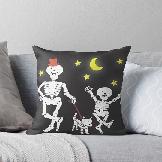 Discover Funny Bones Retro 80s 90s TV Cartoon Design Pillow
