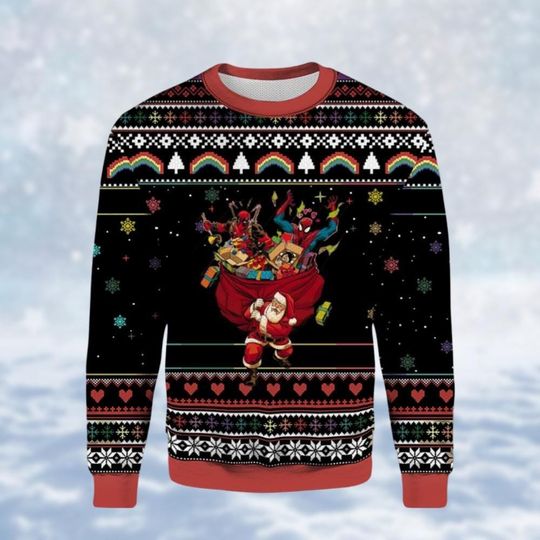 Christmas Deadpool And Spiderman Ugly Sweater, Marvel Avengers Christmas Sweatshirt, Disney Kid Adult Sweater, Magic Kingdom Merch