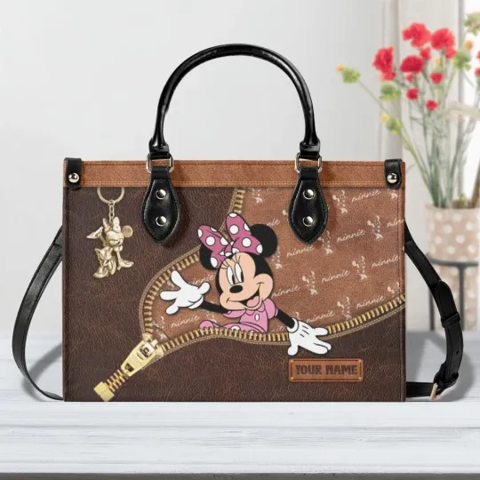 Discover Minnie Mouse Leather Handbag, Disney Bag For Women, Cute Cartoon Gift Bag