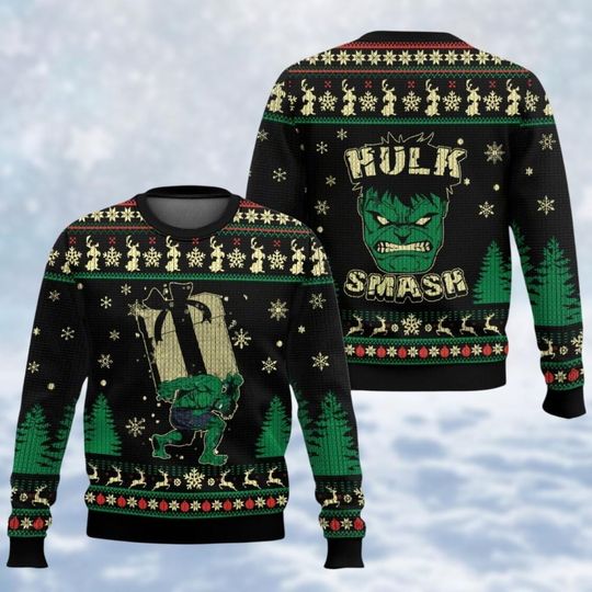 Discover Hulk Ugly Christmas Sweater, Funny Christmas Sweatshirt, Family Holiday Sweater, Magic Kingdom Sweater, Winter Shirt, Marvel Fan Gift