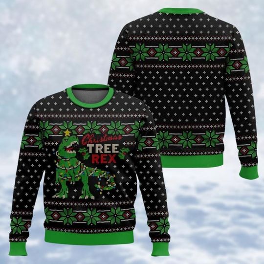 Discover Tree Rex Ugly Christmas Sweater, Dinosaur Christmas Sweatshirt, T Rex Christmas Sweater, Family Christmas Sweater, Xmas Gift For Fan