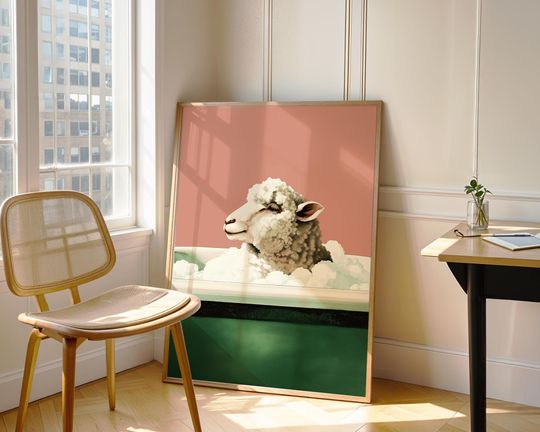 Discover Funny Sheep Bubble Bath Print: Bathroom Toilet Art (Digital Download)