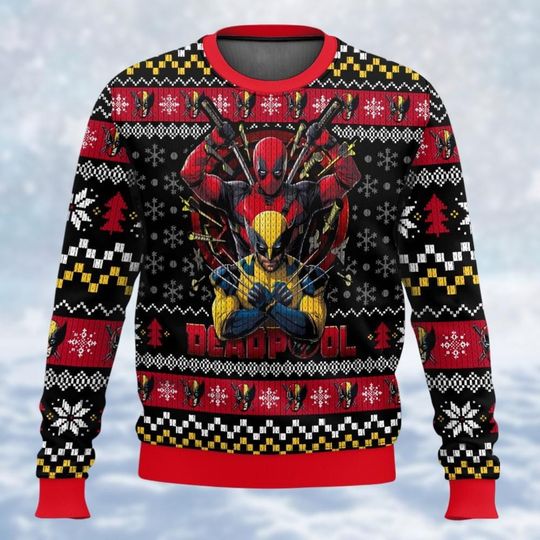 Discover Christmas Deadpool And Wolverine Ugly Sweater, Marvel Avengers Christmas Sweatshirt, Disney Kid Adult Sweater, Magic Kingdom Merch