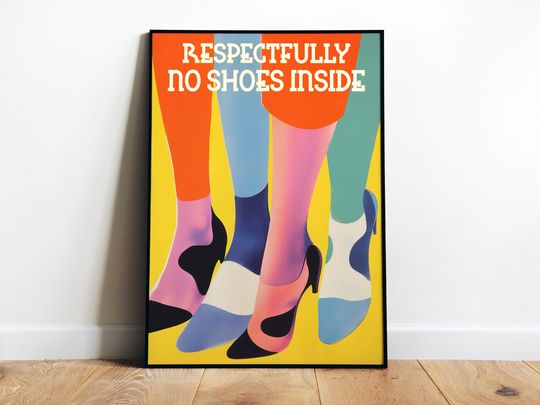 Discover No Shoes Inside Print Entrance Printable Wall Art Take Off Your Shoes Print Remove Shoes Funny Retro Poster Digital 70s Wall Art Groovy