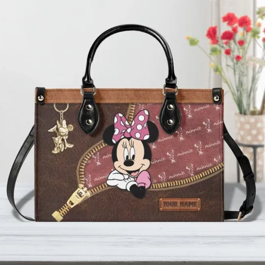 Discover Minnie Mouse Leather Handbag, Disney Cartoon Handbag, Cute Gift Purse Women