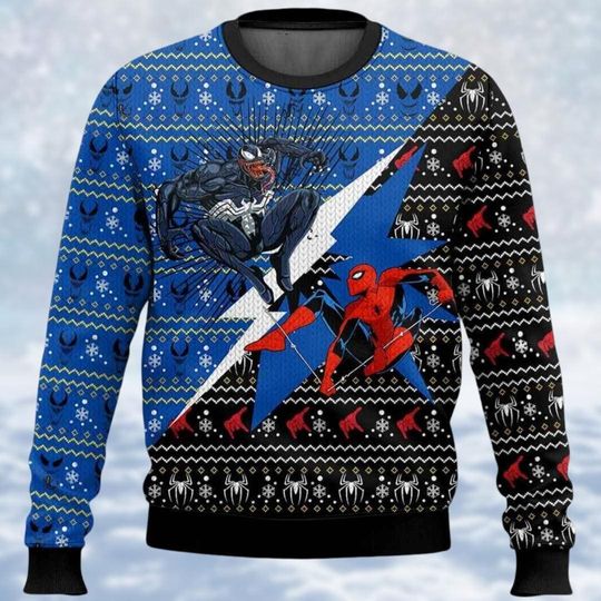 Christmas Venom And Spider Man Ugly Sweater, Marvel Avengers Xmas Sweater, Superhero Holiday Sweater, Magic Kingdom Shirt, Gift For Fan