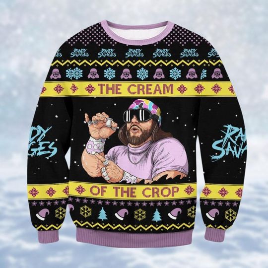 Christmas Macho Madness Ugly Sweater, The Cream Of Crop Christmas Sweater, Randy Savage Christmas Sweatshirt, Funny Shirt, Gift For Fan