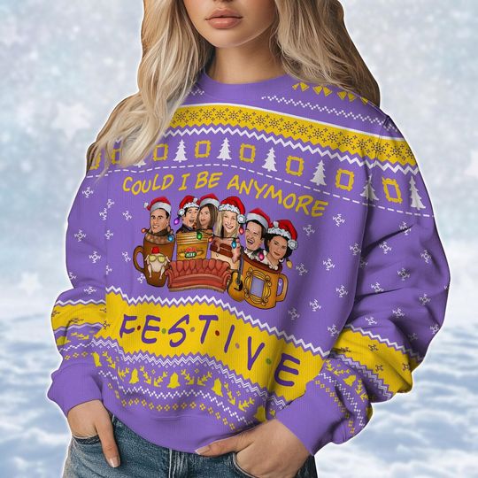 Friends Ugly Christmas Sweater, Central Perk Christmas Sweatshirt, Tv Series Holiday Sweater, Vintage Movie Ugly Sweater, Gift For Fan