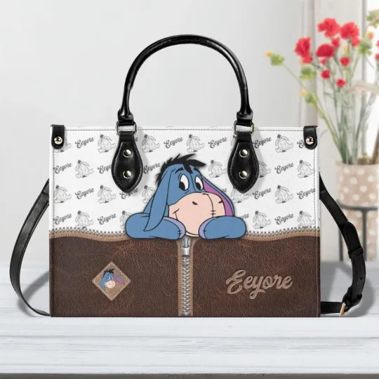 Discover Eeyore Leather Handbag, Winnie the Pooh Tote Bag, Disney Shoulder Bag Gift