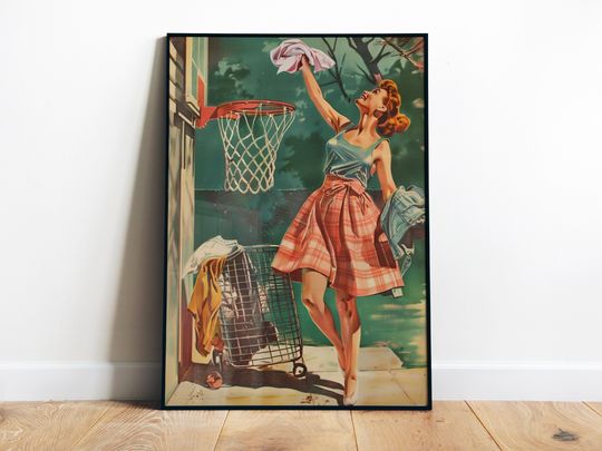 Discover Laundry Room Poster - Retro Funny Housewife Digital Print for Utility Room