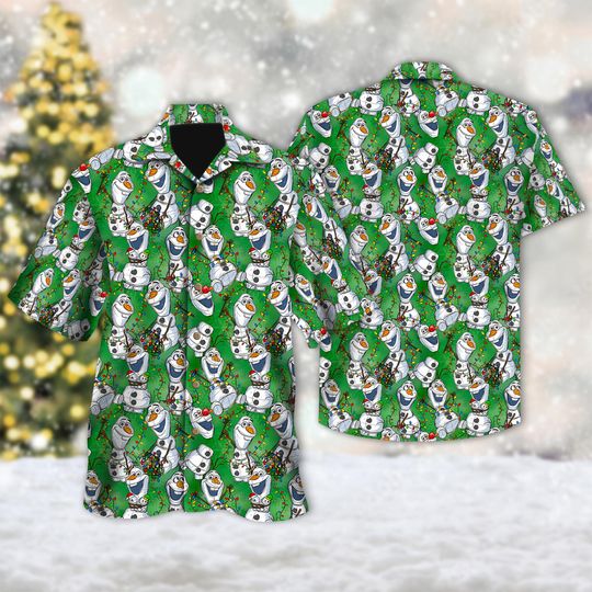 Discover Disney Olaf Snowman Christmas Hawaii Shirt, Frozen Button Up Shirt, Olaf Xmas Party Hawaiian Shirt, Frozen Christmas 3D All Over Print Shirt