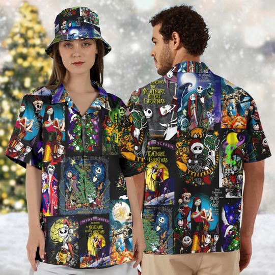 Nightmare Before Christmas Hawaiian Shirt, Disney Jack Skellington Hawaiian Shirt, Jack and Sally Christmas Hawaii Shirt, Xmas Movie Shirt
