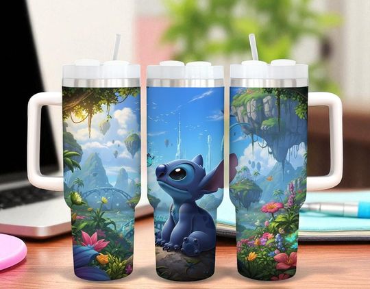 Discover Disney Stitch 40oz Tumbler, Stitch and Lilo Vacation Trip Tumbler, Perfect for Disney Fan