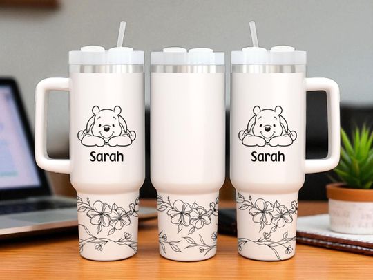 Discover Custom Name Winnie the Pooh Tumbler 40oz, Personalized disney cup