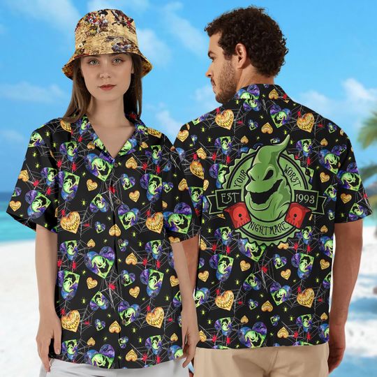 Discover Disney Oogie Boogie Halloween Hawaiian Shirt, The Nightmare Before Christmas Hawaii Shirt, Horror Movie Button Up Shirt, Oogie Boogie Gift