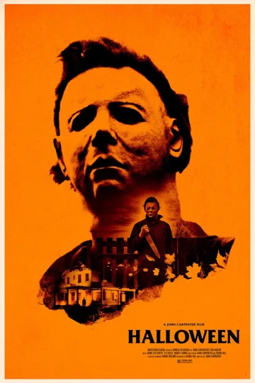 1978 Halloween Movie Poster, Michael Myers and Laurie Strode Vertical Poster