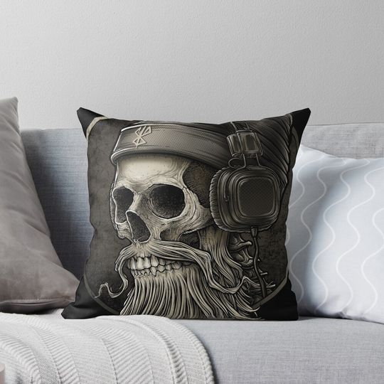 Discover Viking Vintage Skull Beard with Headphone  Pillow