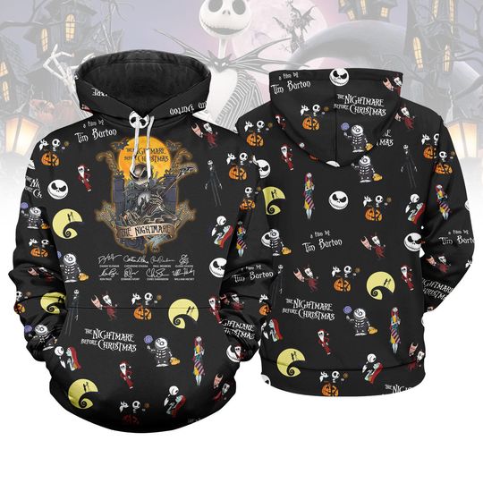 Discover Nightmare Before Christmas Hoodie, Disneyland Hoodie, Jack and Sally Halloween Hoodie, Tim Burton Disney Hoodie, Gothic Holiday Gift