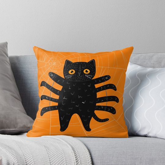 Discover Spooky Spider Cat Pillow