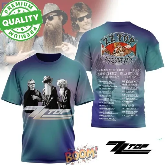 ZZ Top The Elevation Tour 2025 3D AOP T Shirt