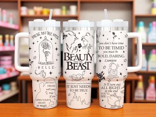 Discover Personalized Name Disney Princess Tumbler 40oz, Princess Beauty Beast tumbler, Princess Tumbler 40oz