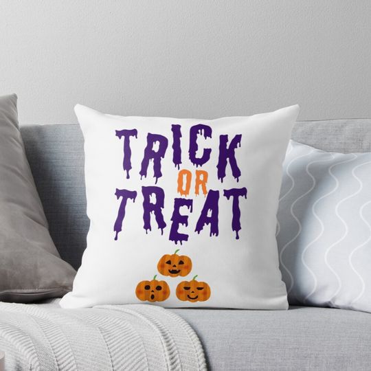 Discover Trick or Treat – Cute Halloween Pumpkins Design Pillow