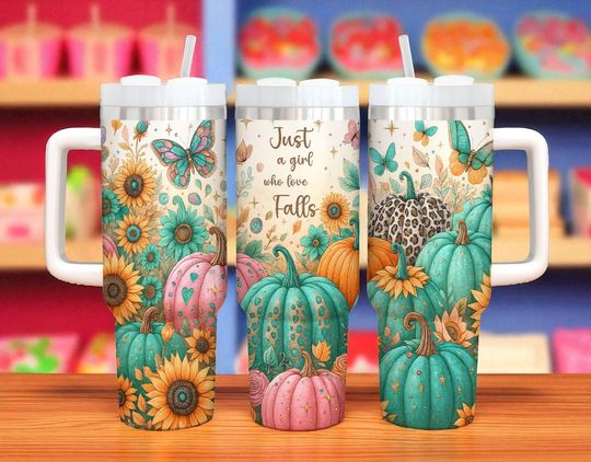 Discover Personalized Fall Floral Pumpkin Tumbler - 40oz
