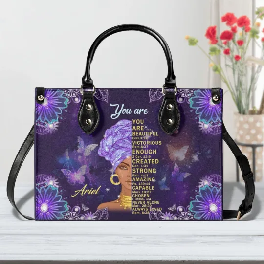 Discover Personalized Black Woman Handbag, Inspirational Scripture Tote Bag, Gift for Her
