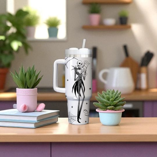 Discover Personalized Horror Movie Tumbler: Scary Halloween Couple Gift, 40oz with Handle, Zero Dog Tumbler