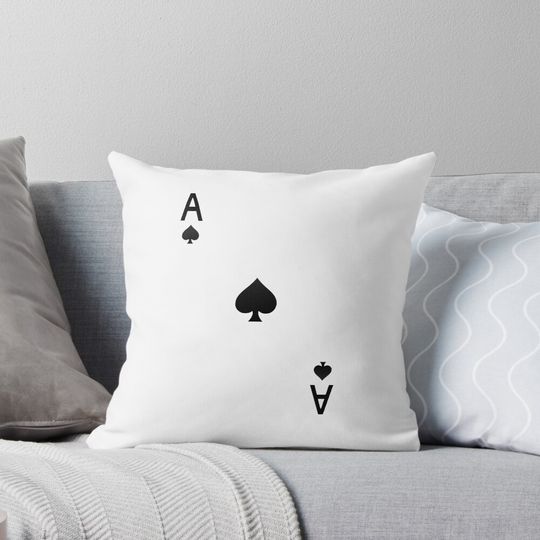 Discover Ace of Spades- Playing Card Design Pillow