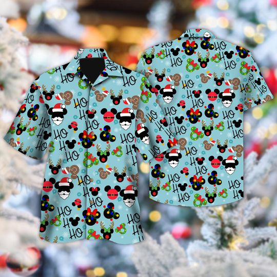 Discover Mickey And Friends Ho Ho Ho Christmas Hawaii Shirt, Mickey Mouse Button Up Shirt, Minnie Mouse Christmas Hawaiian Shirt, Xmas Party Gift