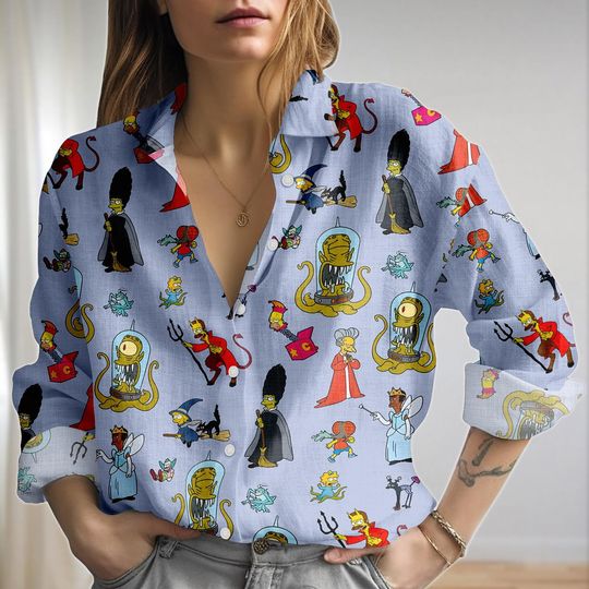 Halloween The Simpsons Blouse Shirt, Simpsons Horror Women Shirt, Tv Series Fan Gift, Halloween Party Outfit