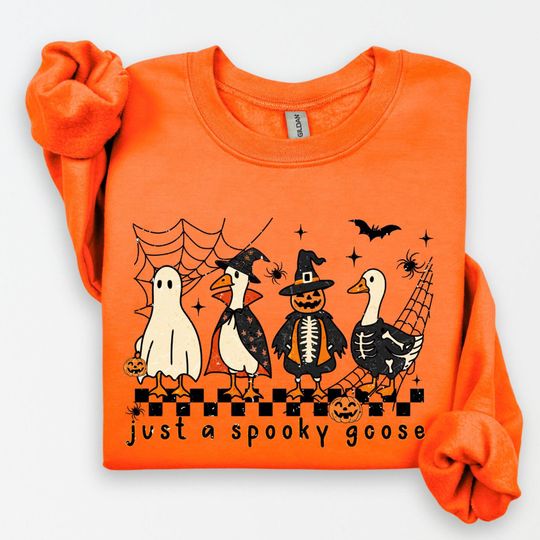 Discover Just a Spooky Goose Halloween Sweatshirt,Funny Halloween Goose Shirt,Goose in Halloween Costumes Shirt,Cute Horror Shirt,Spooky Goose Shirt