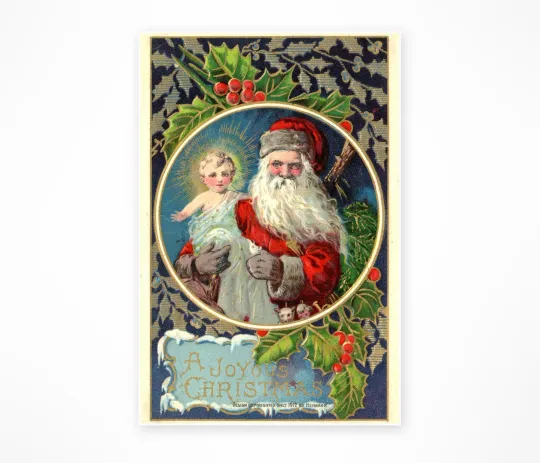 Discover 1912 Santa and Jesus Christmas Art Poster Vintage Vertical Poster