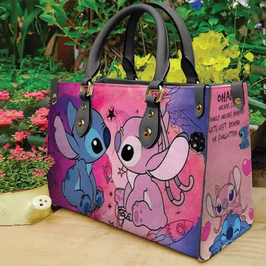 Stitch Lilo Love Cartoon Women Leather Handbag, Women Shoulder Bag