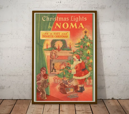 Discover Vintage NOMA Christmas Lights Poster - Santa Claus Decor, Vertical Premium Matte Poster