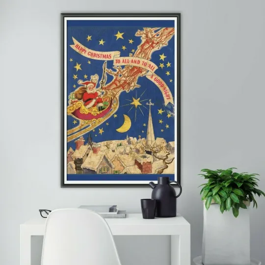 Discover Night Before Christmas 1947 Vintage Book Poster, Premium Matte Vertical